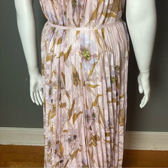 Ted Baker maxi dress size 8 Harpah Floral NWT pastel pleated gold chain straps - Picture 9 of 14
